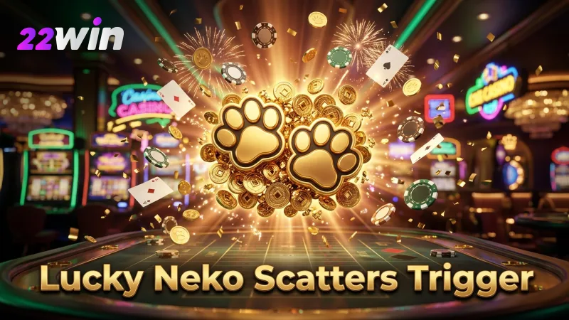 Landing three or more Neko scatters activates Lucky Neko free spins.